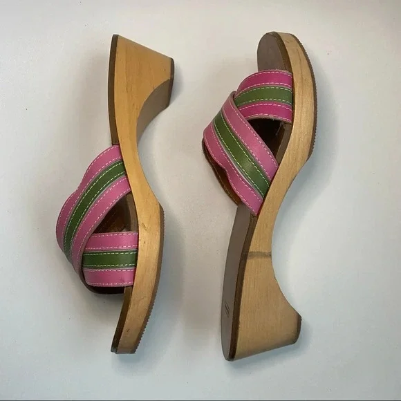 Coach Clog Mule Leather Stripe Sandal - Picture 11 of 16